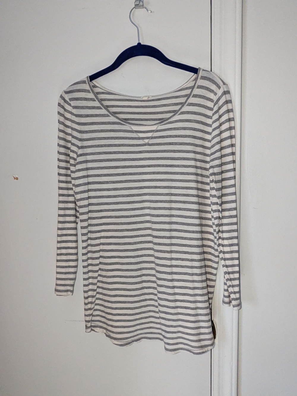 WOMENS J CREW STRIPPED LONG-SLEEVE SCOOP NECK SHIRT - SIZE M